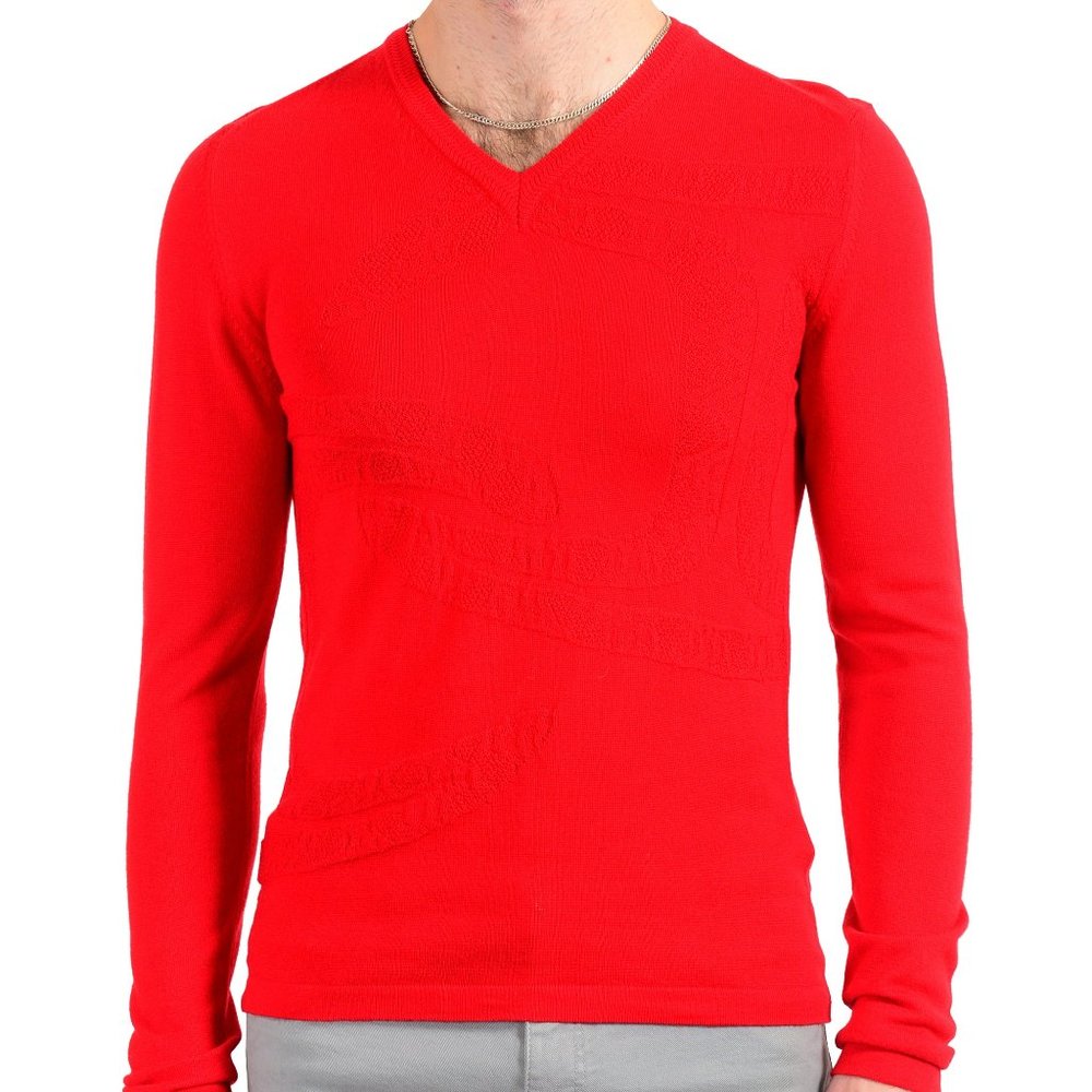 Just Cavalli Men's Red 100% Wool Pullover Sweater